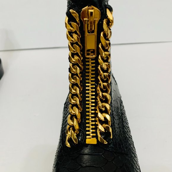 JEFFREY CAMPBELL LEATHER SNAKESKIN EMBOSSED ANKLE BOOTIE BOOTS NWOT - Picture 7 of 11